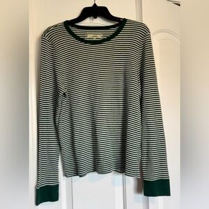 XL green and white striped long sleeve